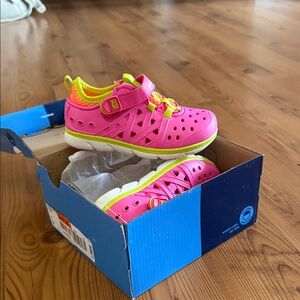 Stride Rite Pink and Neon Green Kids Sneakers